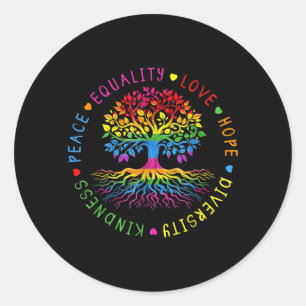 Adesivo Redondo Bondade Paz Igualdade Amor Esperança Diversidade H