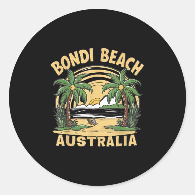 Adesivo Redondo Bondi Beach Austrália (Frente)