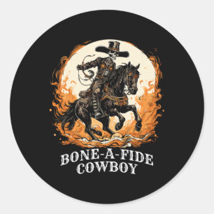 Adesivo Redondo Bone-a-fide Halloween Cowboy Spooky Skeleton Rodeo