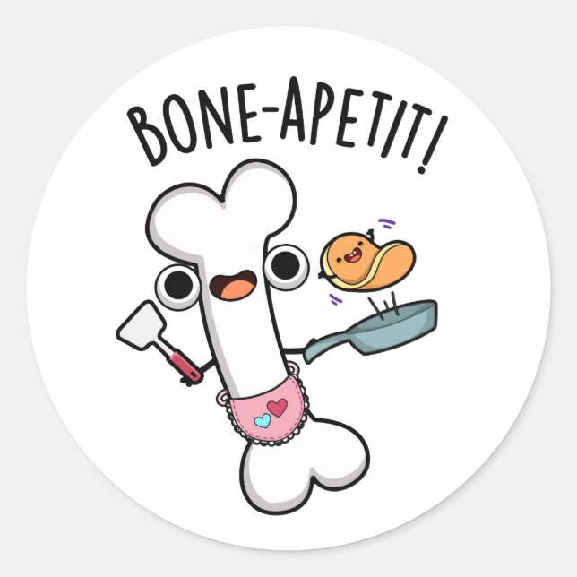 Adesivo Redondo Bone Apetit Funny Cozinhar Pun (Frente)