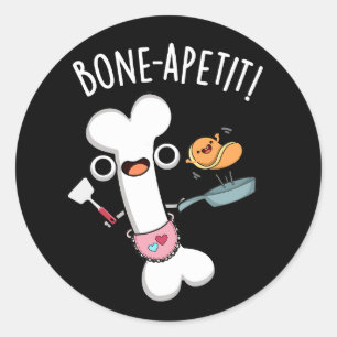 Adesivo Redondo Bone Apetit Funny Cozinhar Pun Dark BG