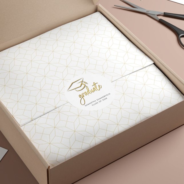 Adesivo Redondo Boné de Formatação Moderna Gold Foil Tassel 2025 (Criador carregado)