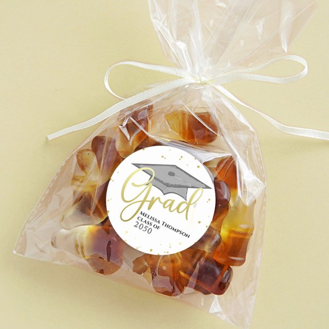 Adesivo Redondo Boné de formatura de Caligrafia do Formando Dourad (Criador carregado)