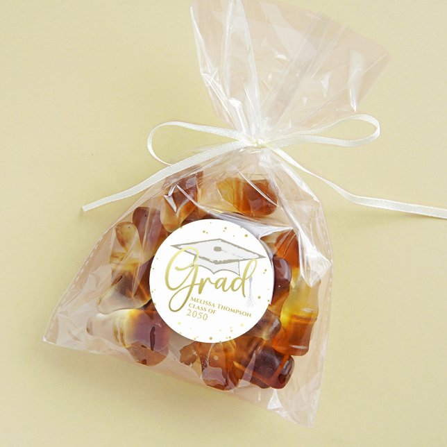 Adesivo Redondo Boné de formatura de Caligrafia do Formando Dourad (Criador carregado)