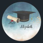 Adesivo Redondo Boné de formatura Legal Elegante, Diploma<br><div class="desc">Boné de formatura e diploma com seu nome.</div>