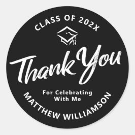 Adesivo Redondo Boné de Script Branco Negrito para Graduação - Obr