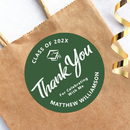 Adesivo Redondo Boné de Script Negrito para Graduação Verde Obriga