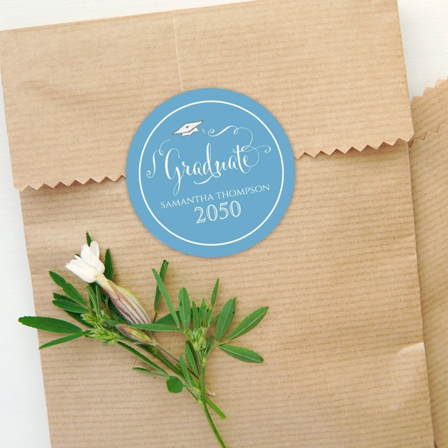 Adesivo Redondo Boné de Teal Elegante de Script de Caligrafia de G (Criador carregado)