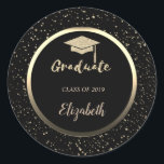Adesivo Redondo Boné Dourado de Formando com Glitter,Confetti - Pe<br><div class="desc">Dourado boné de formatura,  confete com o seu nome.</div>