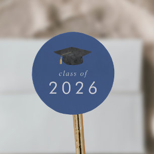 Adesivo Redondo Boné Formando Azul Chic Classe de Graduação 2025