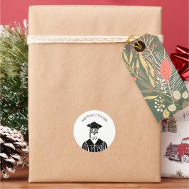 Adesivo Redondo Boné preto e branco e graduação em palhaço