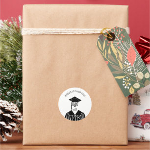 Adesivo Redondo Boné preto e branco e graduação em palhaço