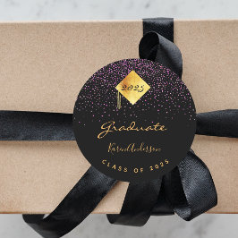 Adesivo Redondo boné preto formando festa de formatura