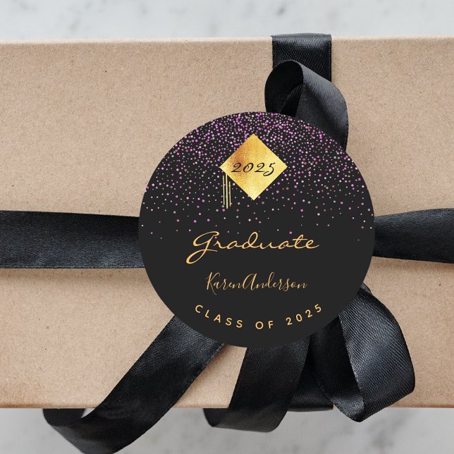 Adesivo Redondo boné preto formando festa de formatura (Criador carregado)