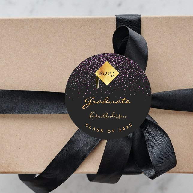 Adesivo Redondo boné preto roxo festa de formatura 2023 (Criador carregado)