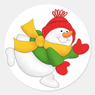 Adesivo Redondo Boné Vermelho Snowman Round Stickers
