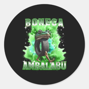 Adesivo Redondo Boneca Ambalabu Itália Brainrot Sapo Com Fe