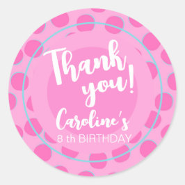 Adesivo Redondo Boneca Rosa, Favor de Aniversário para Garota