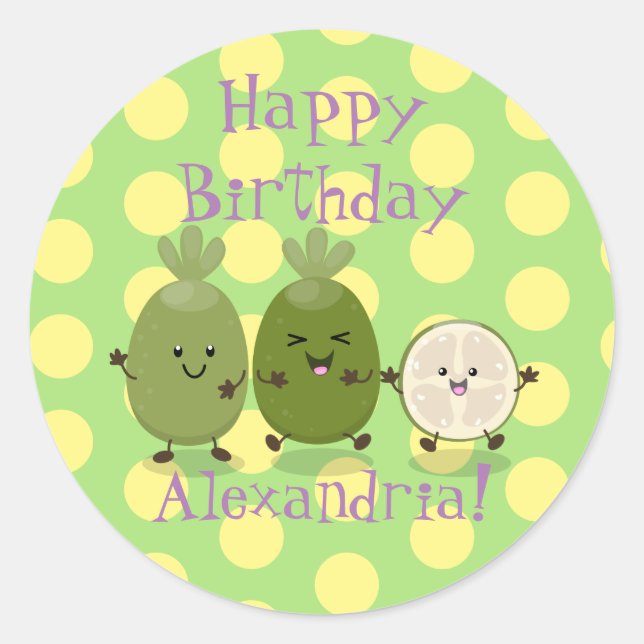 Adesivo Redondo Boneco-abacaxi guava feijoa (Frente)