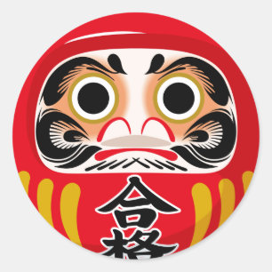 Adesivo Redondo Boneco Daruma (amaso tradicional japonês de boa so