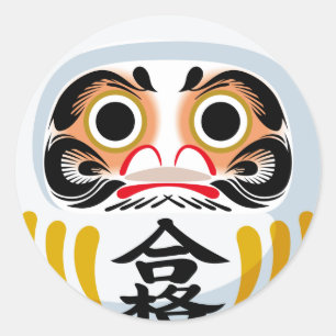 Adesivo Redondo Boneco Daruma (amaso tradicional japonês de boa so