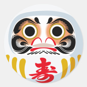 Adesivo Redondo Boneco Daruma (amuleto tradicional japonês de boa