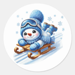 Adesivo Redondo Boneco de neve