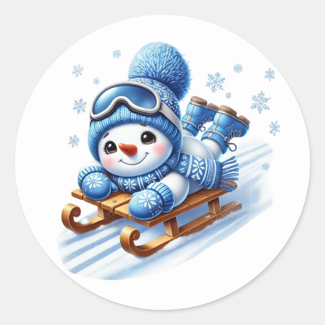 Adesivo Redondo Boneco de neve (Frente)