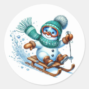 Adesivo Redondo Boneco de neve