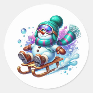 Adesivo Redondo Boneco de neve