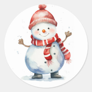 Adesivo Redondo Boneco de neve