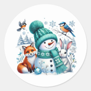 Adesivo Redondo Boneco de neve