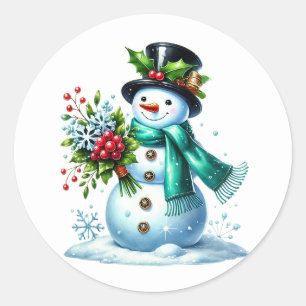 Adesivo Redondo Boneco de neve