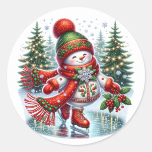 Adesivo Redondo Boneco de neve