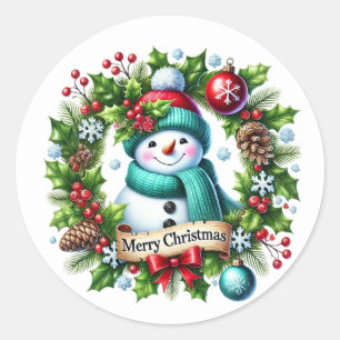 Adesivo Redondo Boneco de neve