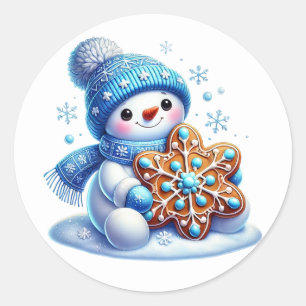 Adesivo Redondo Boneco de neve