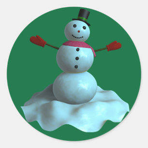 Adesivo Redondo boneco de neve 3D