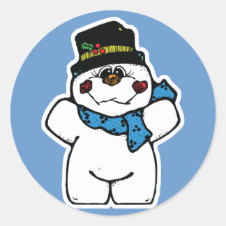 Adesivo Redondo boneco de neve alegre
