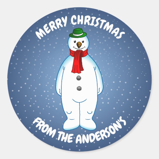 Adesivo Redondo Boneco de Neve Alegre (Frente)
