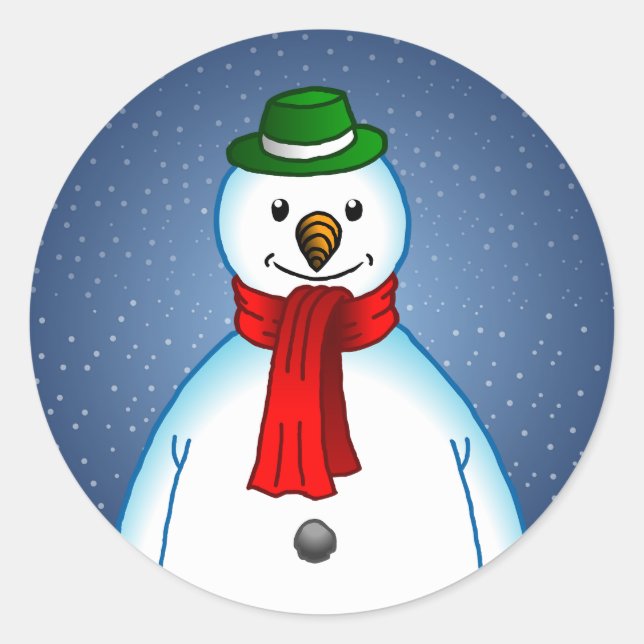 Adesivo Redondo Boneco de Neve Alegre (Frente)