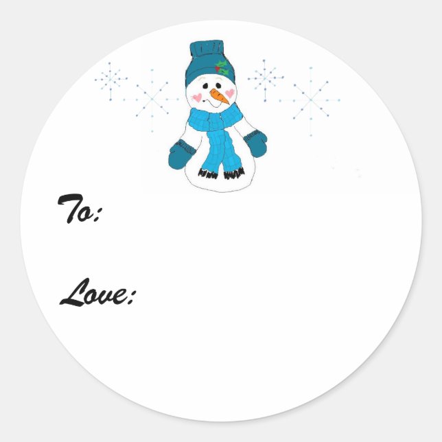 Adesivo Redondo Boneco de Neve Azul (Frente)