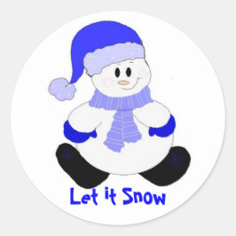 Adesivo Redondo Boneco de Neve Azul