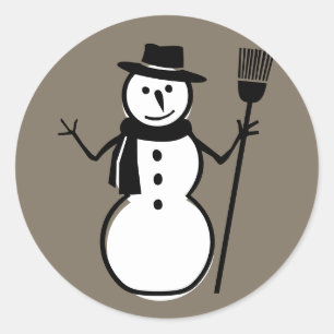 Adesivo Redondo Boneco de neve, Bernie Taupe