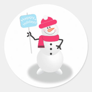 Adesivo Redondo Boneco de neve boas festas