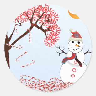 Adesivo Redondo Boneco de neve bonito