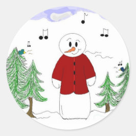 Adesivo Redondo Boneco de Neve Cantando