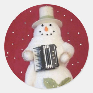 ADESIVO REDONDO BONECO DE NEVE COM ACORDEÃO