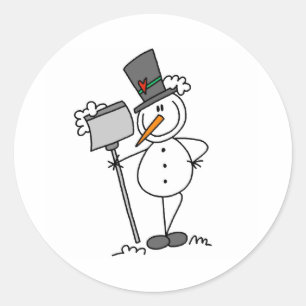Adesivo Redondo Boneco de Neve com Pá