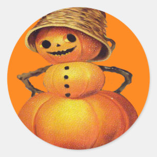 Adesivo Redondo Boneco de Neve de Abóbora