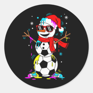 Adesivo Redondo Boneco de Neve de Futebol Drip Divertido Legal Nat
